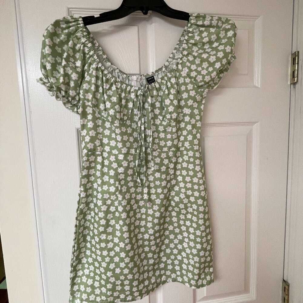 SHEIN XS Summer Dress - Zipper Back - Short Length - Elastic Neck w/ Tie